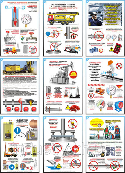 "Охрана труда при разработке нефтяных и газовых месторождений" (9 плакатов ф. А3)