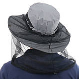 Капелюх із антимоскітною сіткою від комарів панама Anti Mosquito накомарник dark grey протимоскітка  solve, фото 3