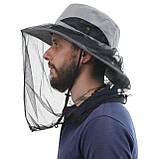 Капелюх із антимоскітною сіткою від комарів панама Anti Mosquito накомарник dark grey протимоскітка  solve, фото 4