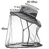 Капелюх із антимоскітною сіткою від комарів панама Anti Mosquito накомарник dark grey протимоскітка  solve, фото 5