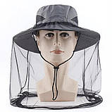 Капелюх із антимоскітною сіткою від комарів панама Anti Mosquito накомарник Синій протимоскітка solve, фото 4