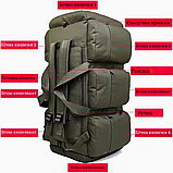 Тактичний рюкзак-сумка 2 в 1 Solve Bag 98 л 75 x 38 x 36 см Олива KT6004501 solve, фото 9