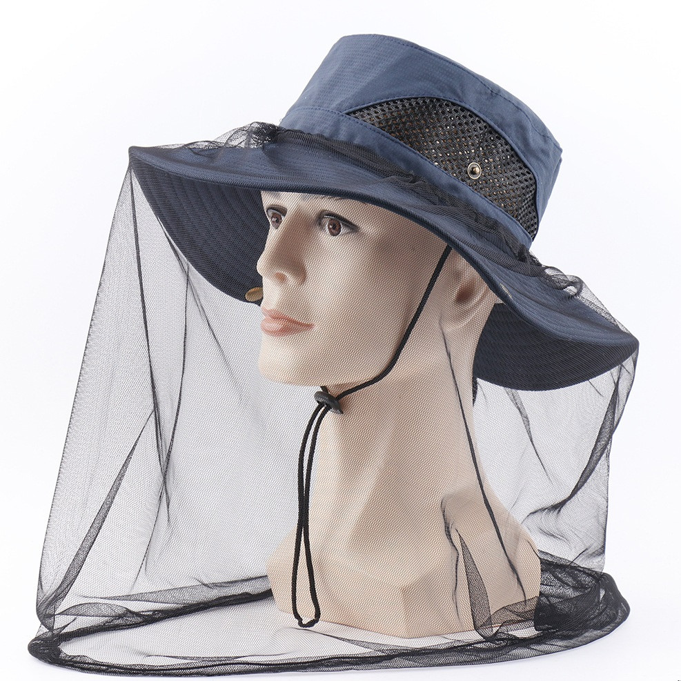 Капелюх із антимоскітною сіткою від комарів панама Anti Mosquito накомарник Синій протимоскітка PeremogaUA, фото 1