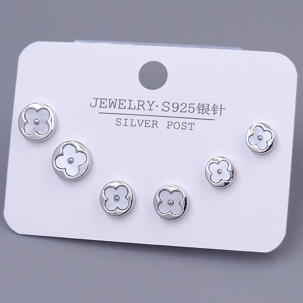 Набір із 3-х пар сережок-гвоздиків FJ. Родій.