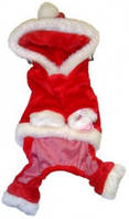 Одяг для собак, новорічний комбінезончик з капюшоном, MonkeyDaze САНТА (Santa), червоний  ⁇  XS