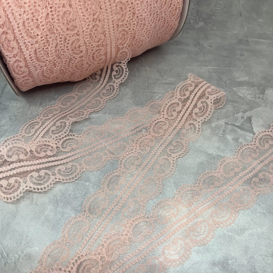 Мереживо "Серце", ширина 4,5-5 см, колір-персиковий, метр, Персиковий, фото 1