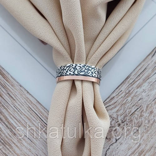 Каблучка срібна із золотою напайкою орнаментом і чорнінням, фото 1