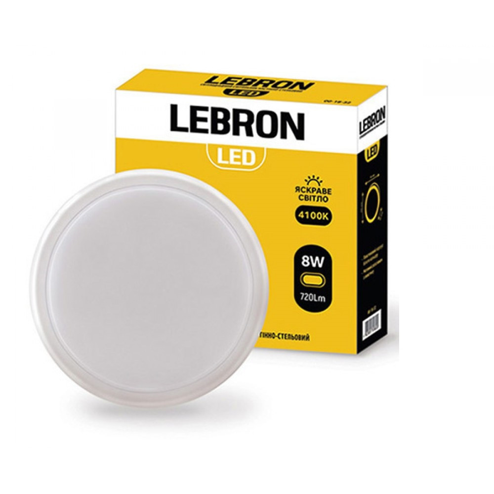 LED світильник LEBRON L-WLR, 8W, круглий, 4100K, 720Lm, ІР65