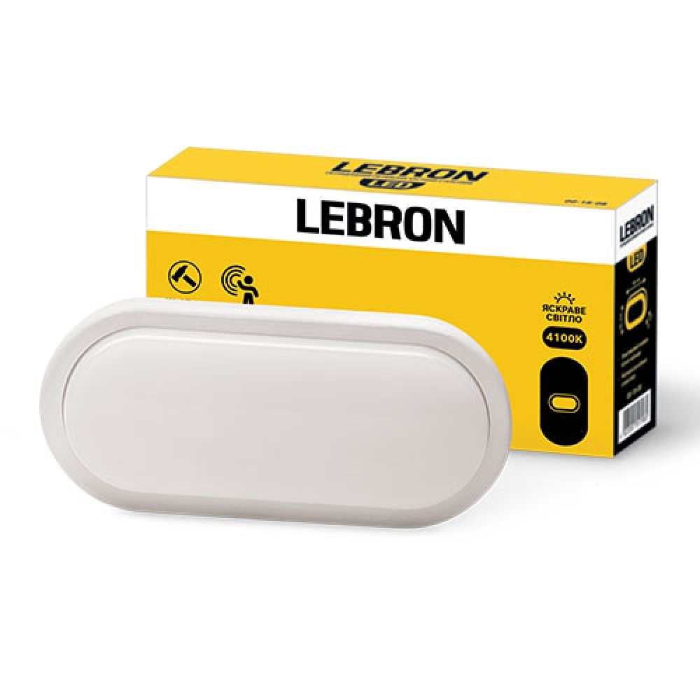LED світильник LEBRON L-WLO-S, 18W, овал, 4100K, 1575Lm, ІР65, СВЧ д.р.