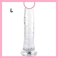 Прозорий фаллоїмітатор із присоском, Дилдо фаллос 19 см, стимулятор вагінальний, Інтимні іграшки