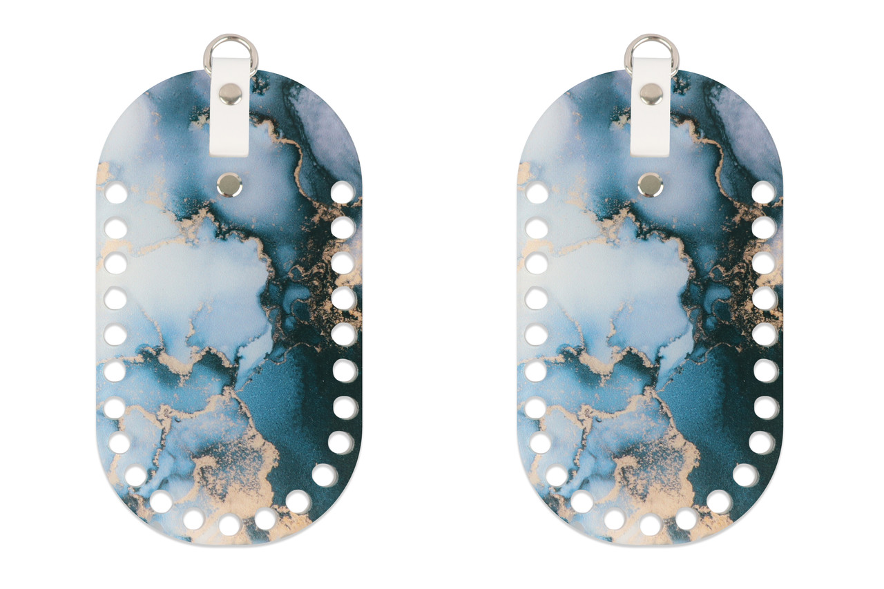 Акрилові сумочні боковинки, 18*10 см, синій мармур, біла петелька, фото 1