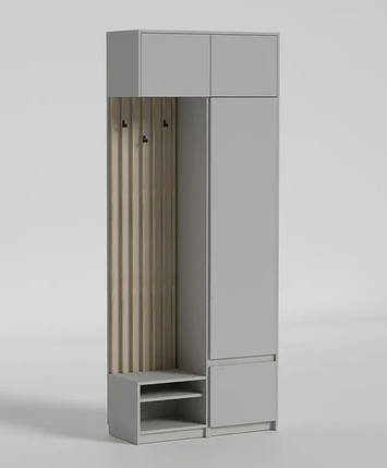 Передпокій Space №1 100*42*230 см шиншила сіра/ рейки дуб крафт TM Matroluxe, фото 1