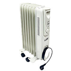 Масляний радіатор LEX LXHY-15M 3 режими роботи, 7 ребер, max 1500Вт на колесах