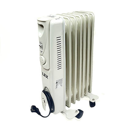 Масляний радіатор LEX LXHY-15M 3 режими роботи, 7 ребер, max 1500Вт на колесах, фото 2
