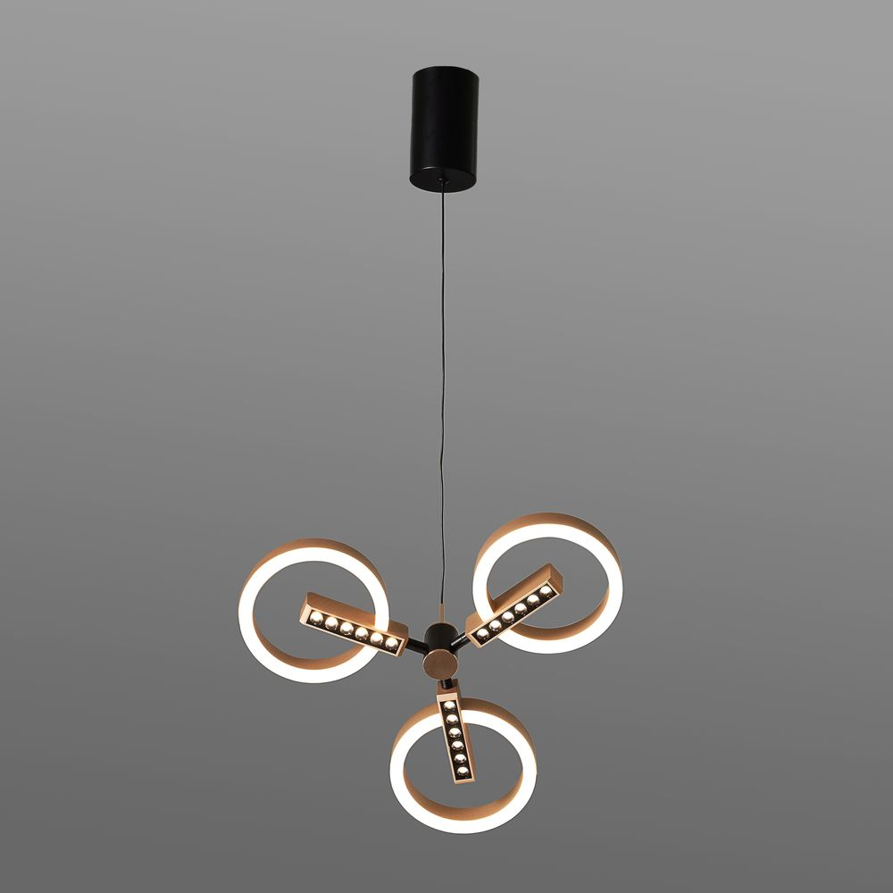 Підвісна світлодіодна люстра три кола з пультом керування 27 W DIMMER 3000-6000 D470*H1000 2.4G