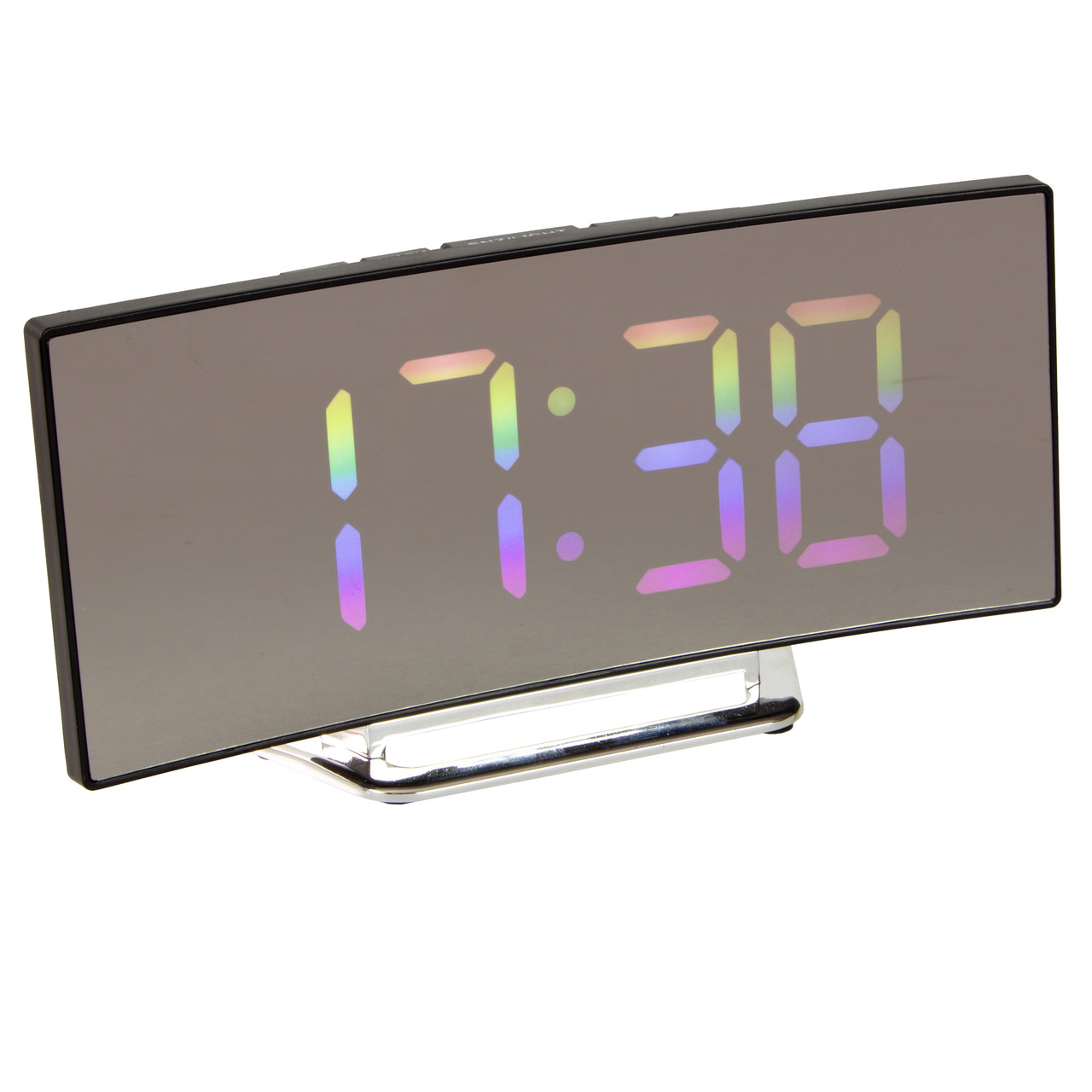 Дзеркальний LED-годинник з будильником і термометром VST DT-6507 Black (різнокольорова підсвітка) (6800)