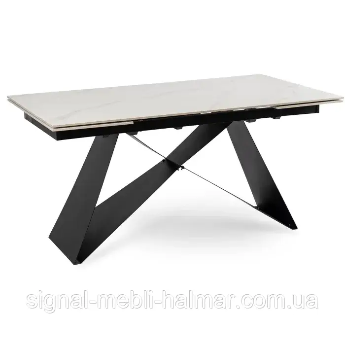Стіл розкладний MEBEL ELITE VICTOR 160-240х90 см, Білий мармур/Чорний