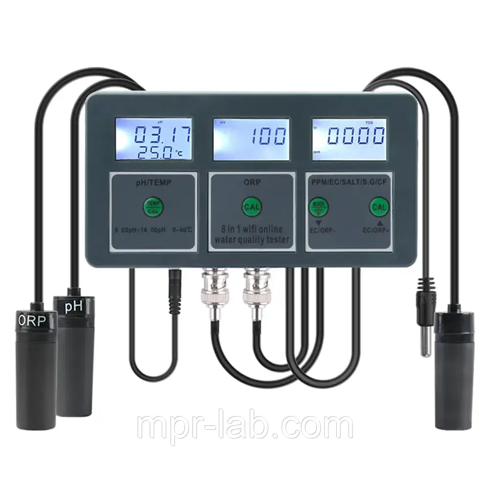 Комбінований монітор PH/ORP/EC/TDS/SALT/SG/CF/temp-метр PH-W218EU з WIFI. YIERYI