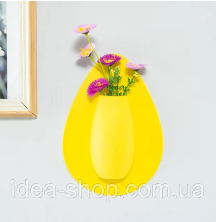 Жовта силіконова ваза для квітів, 3D наклейка на холодильник, дзеркало.