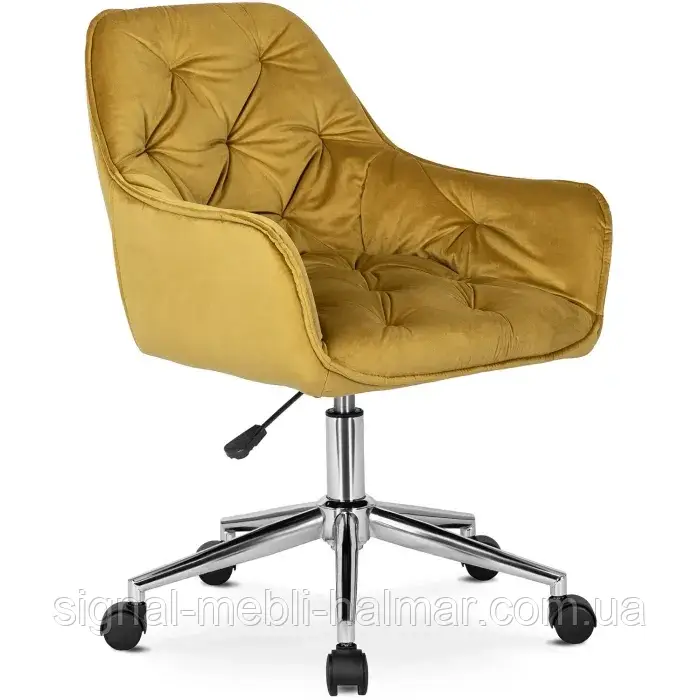 Стілець офісний поворотний оксамитовий MEBEL ELITE MONA Velvet, Гірчиця