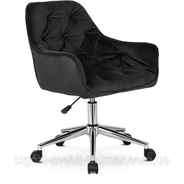 Стілець офісний поворотний оксамитовий MEBEL ELITE MONA Velvet, Чорний