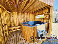 Сауна з чаном джакузі на дровах Sauna Hot Tube (Sauna-Whirlpool) від виробника Thermowood Production. Відео