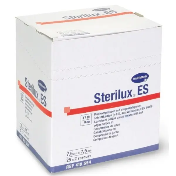 Серветки марлеві стерильні Sterilux ES, 5х5 см (25х2 шт./уп.), 8 шарів