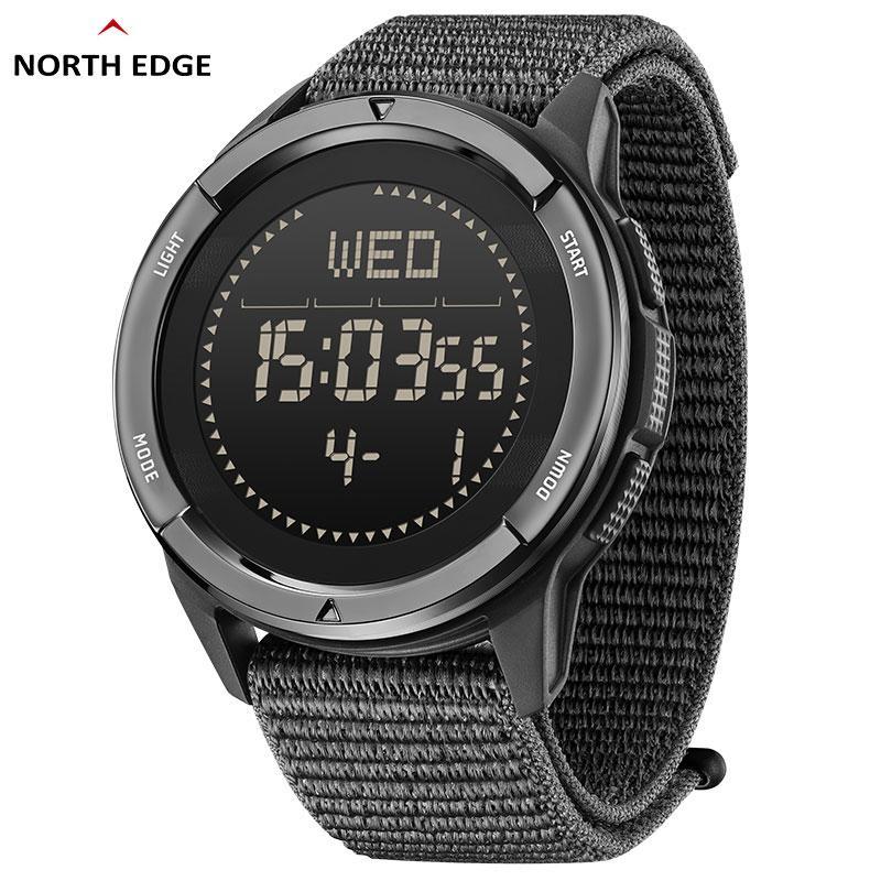 Спортивний електронний водонепроникний годинник з компасом North Edge ALPS BLACK. Тактичний годинник для військових