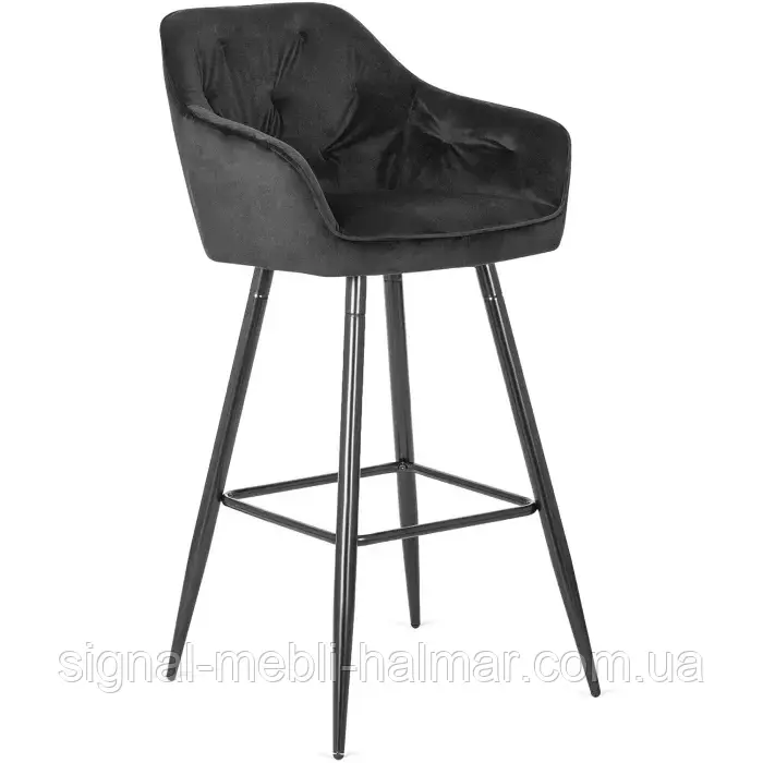 Барний стілець оксамитовий MEBEL ELITE SALEM Velvet, чорний/чорний