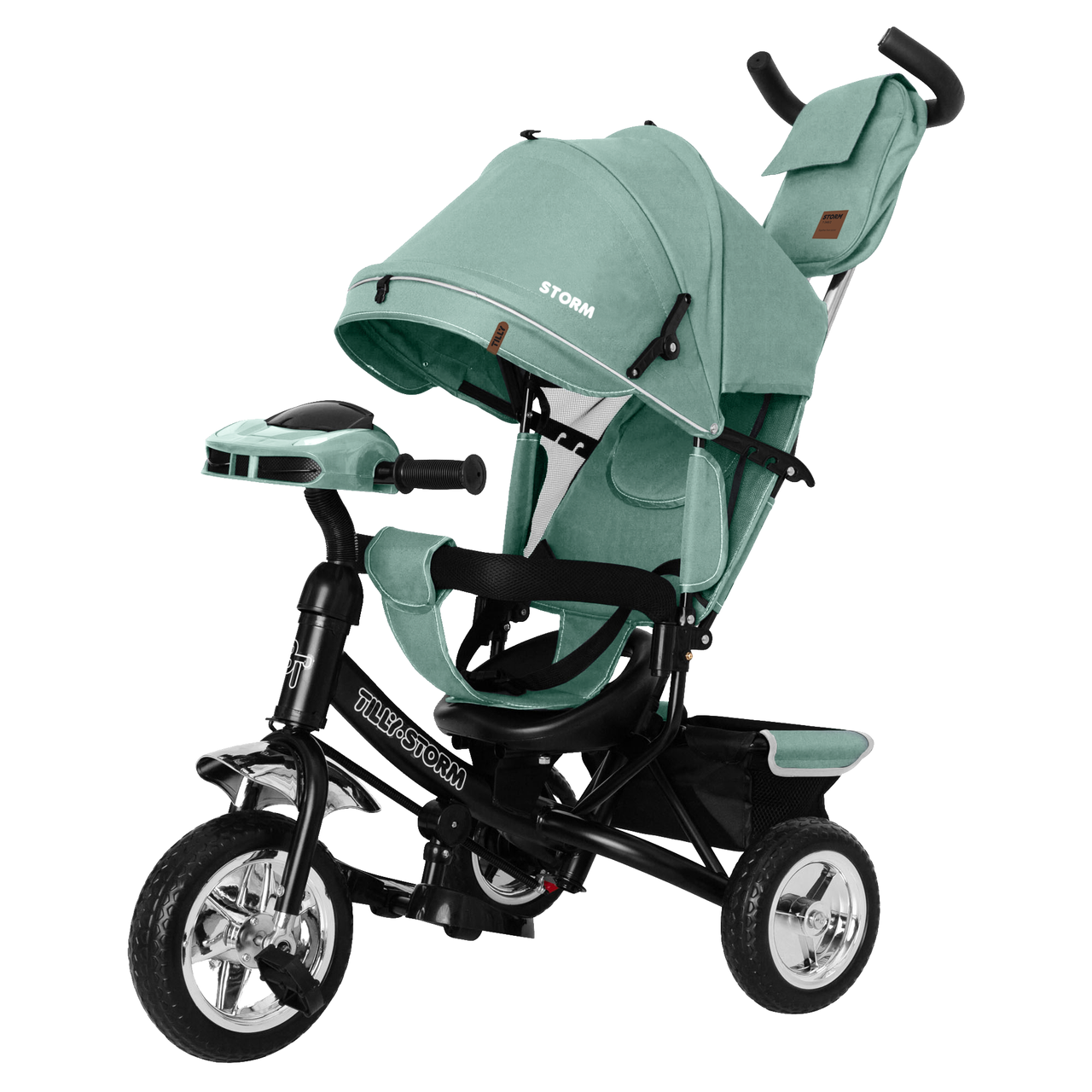 Велосипед триколісний дитячий з батьківською ручкою Tilly Storm T-349/2 (колеса спінена гума, музика, світло)