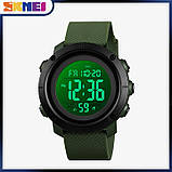 Спортивний електронний водонепроникний годинник Skmei 1426AGWT Army Green-White. Тактичний годинник для військових, фото 3