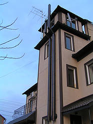 Дымоходы установленные вдоль фасада здания 23