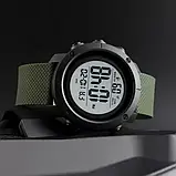 Спортивний електронний водонепроникний годинник Skmei 1426AGWT Army Green-White. Тактичний годинник для військових, фото 4