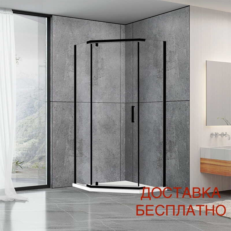 Душова кабіна Aquanil VIOLET 100x100x190 прозоре скло профіль чорний