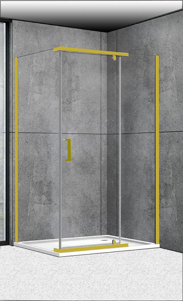 Душова кабіна Aquanil Camellia 120х100х190 прозоре скло профіль золото