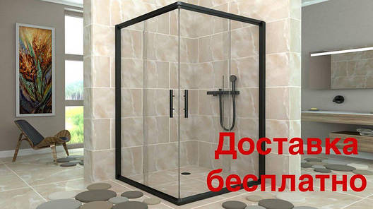 Душова кабіна Aquanil INDIANA 85х85х190 прозоре скло профіль чорний, фото 1