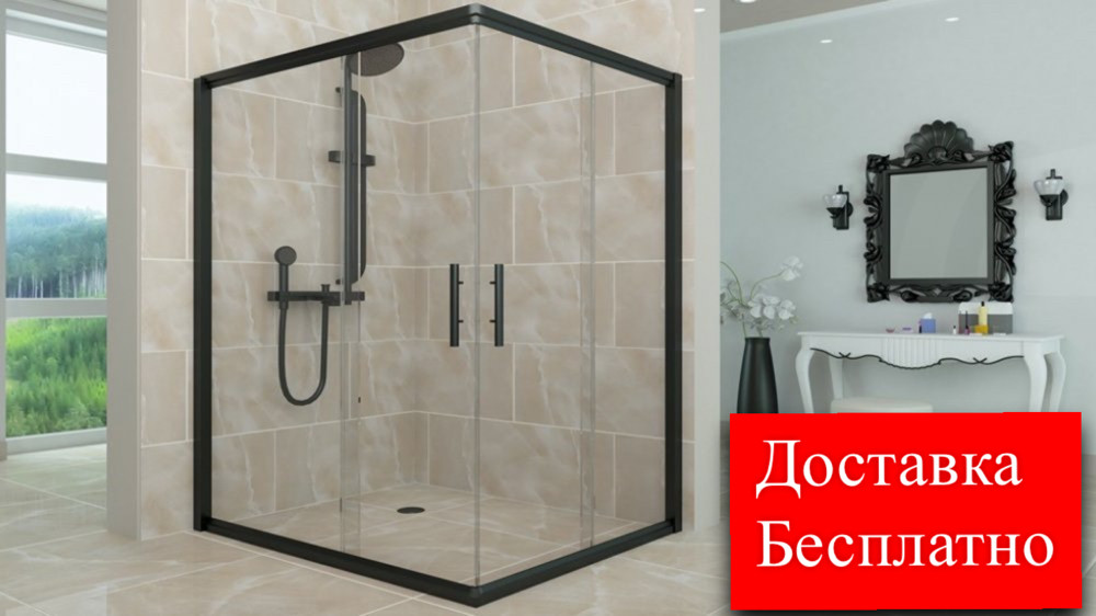 Душова кабіна Aquanil UNIMAR 120х100х190 прозоре скло профіль чорний