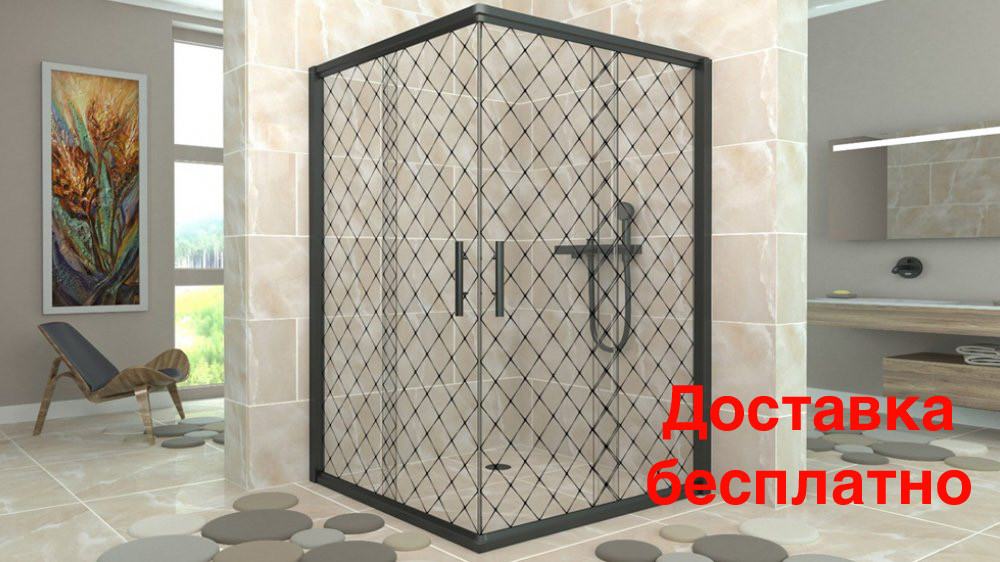Душева кабіна Aquanil INDIANA Diamante 100x100x190 прозоре скло з перфорацыэю профіль чорний