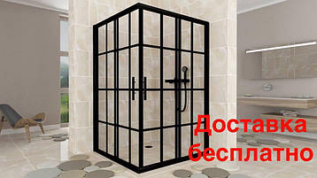 Душова кабіна Aquanil INDIANA Black Line 100х100х190 прозоре скло профіль чорний, фото 1