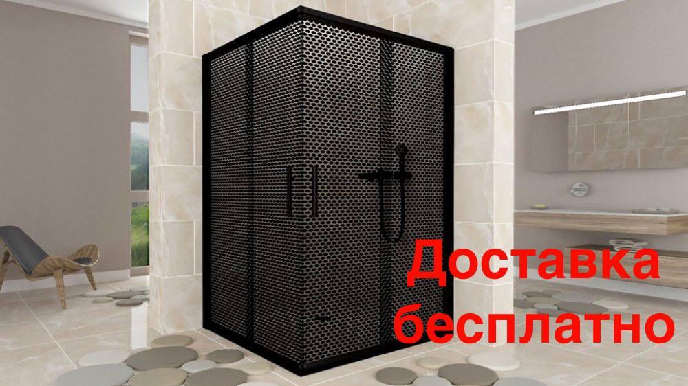 Душова кабіна Aquanil INDIANA Dark 100x100x190 перфороване скло профіль чорний