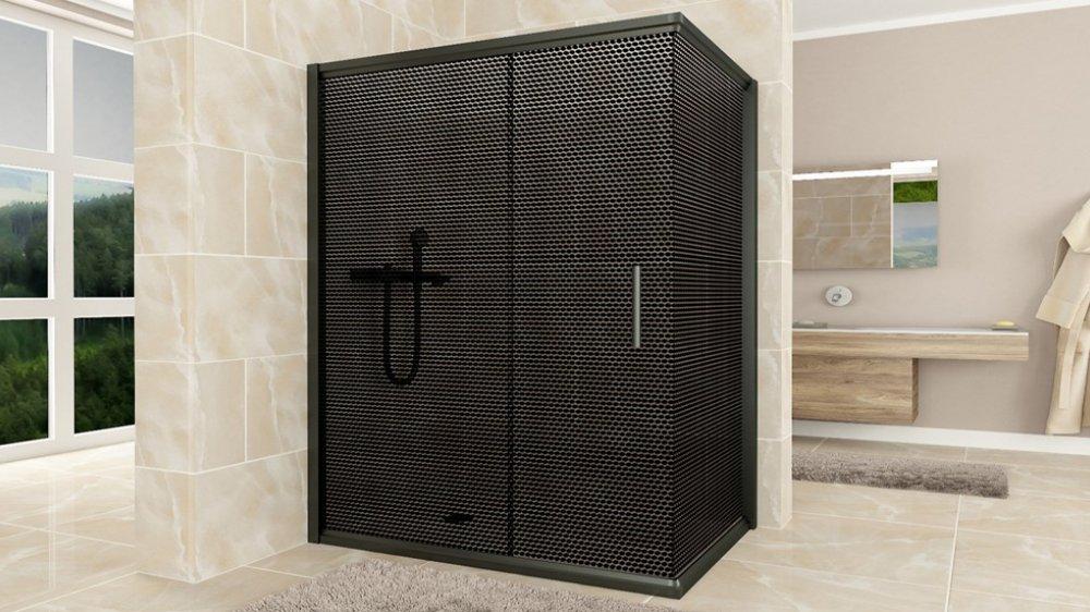 Душова кабіна Aquanil MINNESOTA Dark 120х100х190 тонована перфорація профіль чорний