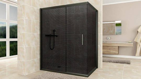 Душова кабіна Aquanil MINNESOTA Dark 120х100х190 тонована перфорація профіль чорний, фото 1