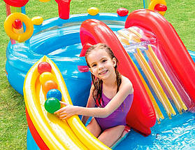 Надувний ігровий центр дитячий Веселка (297-193-135см, гірка, басейн 217л, м'ячі 6шт) Intex 57453, фото 5