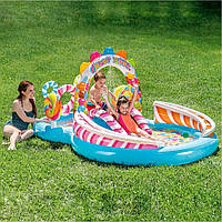 Надувний ігровий центр дитячий Солодощі (295-191-130см, басейн, гірка, м'ячі 6шт) Intex 57149