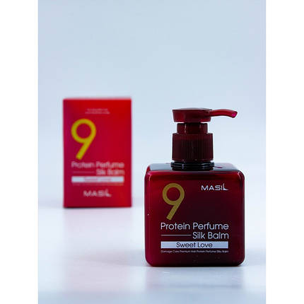 Незмивний бальзам для волосся з ароматом гібіскусу та троянди Masil 9 Protein Perfume Silk Balm Sweet 180 мл, фото 3