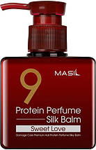Незмивний бальзам для волосся з ароматом гібіскусу та троянди Masil 9 Protein Perfume Silk Balm Sweet 180 мл, фото 5