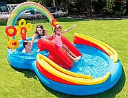Надувний ігровий центр дитячий Веселка (297-193-135см, гірка, басейн 217л, м'ячі 6шт) Intex 57453, фото 2