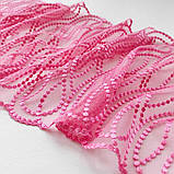Ажурне мереживо вишивка на сітці: рожева нитка по рожевій сітці, ширина 23 см, фото 4
