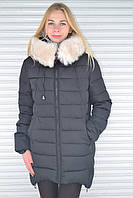 Модная ассиметричная синтепоновая зимняя куртка с мехом