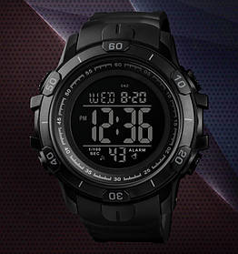 Спортивний електронний водонепроникний годинник Skmei 1475BK All Black. Тактичний годинник для військових